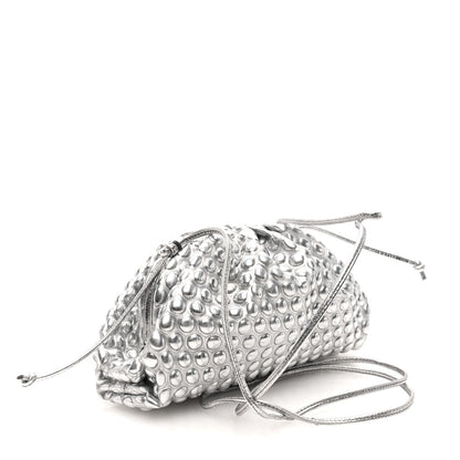 Bottega Veneta Metallic Fabric Bubble Wrap The Mini Pouch Silver 1 of 7
