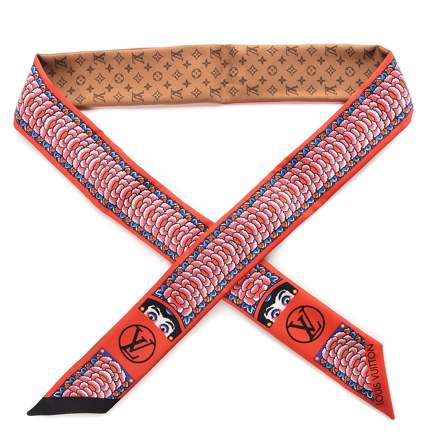Louis Vuitton Silk Monogram Kabuki Stickers BB Bandeau Rouge 1 of 4