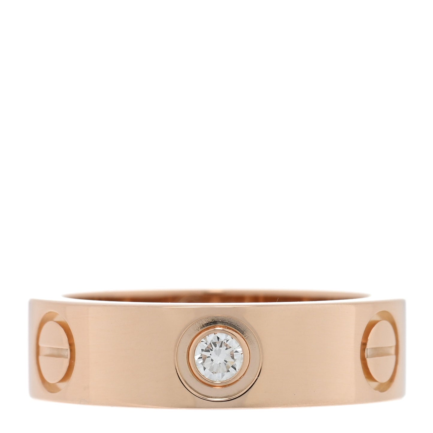 18K Pink Gold 3 Diamond 5.5mm LOVE Ring 50 5.25