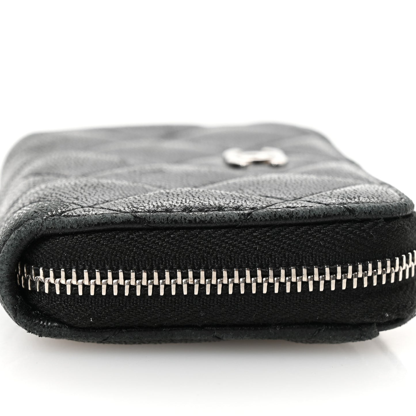Lambskin Quilted Zip Coin Purse Black