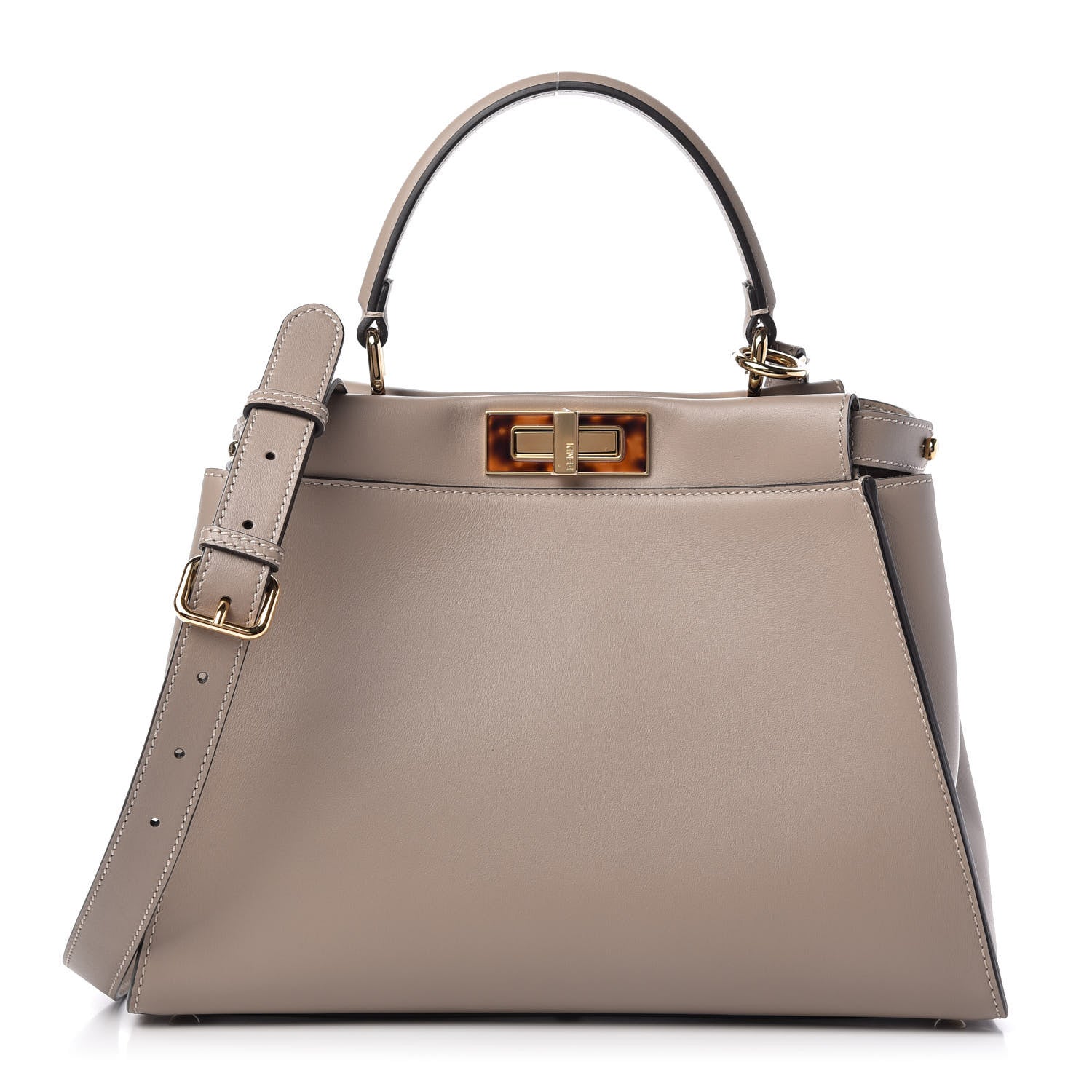 Fendi Vitello Seta Plexiglass Tortoise Medium Peekaboo Iconic Satchel Tortora 1 of 9