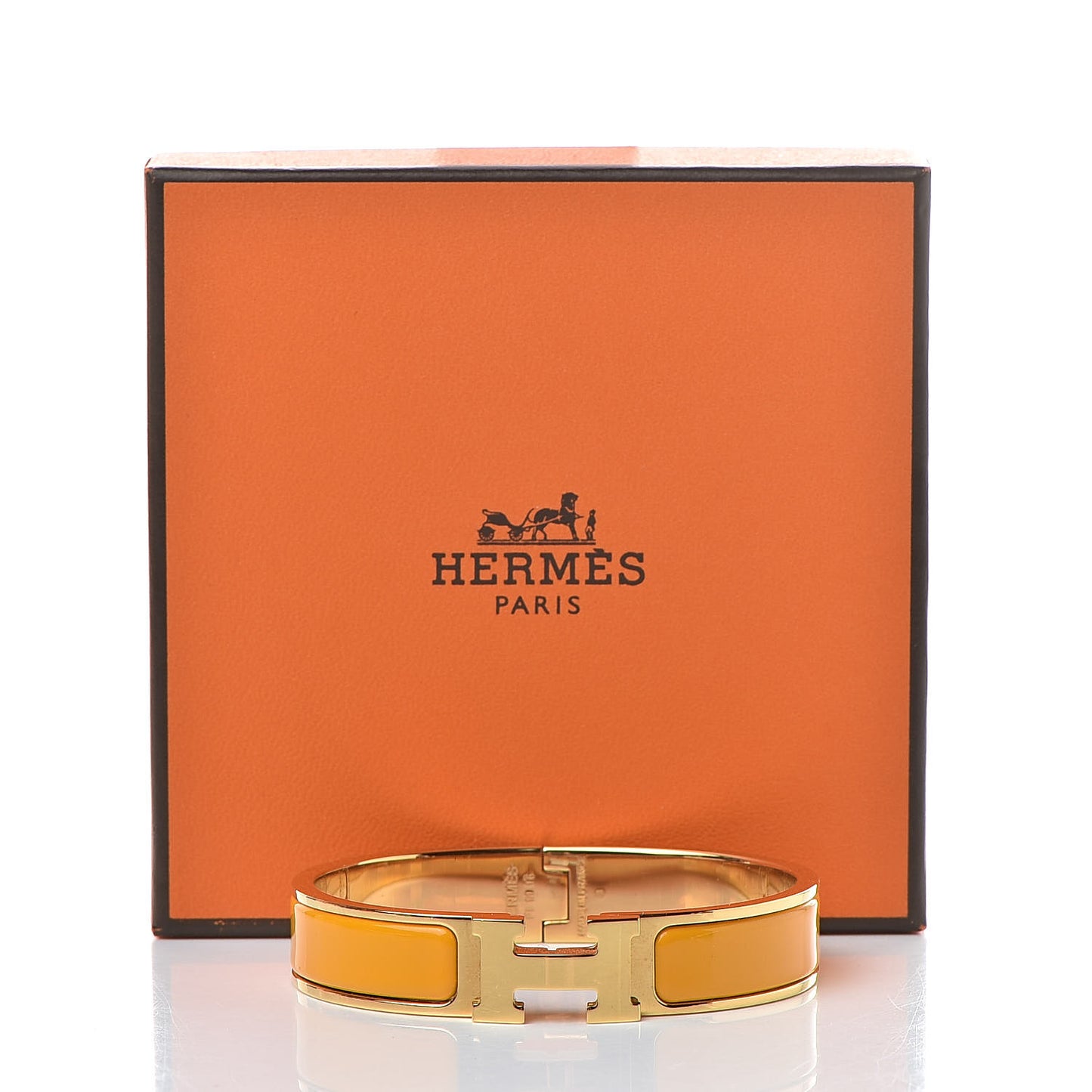 Enamel Narrow Clic Clac H Bracelet PM Jaune Madras