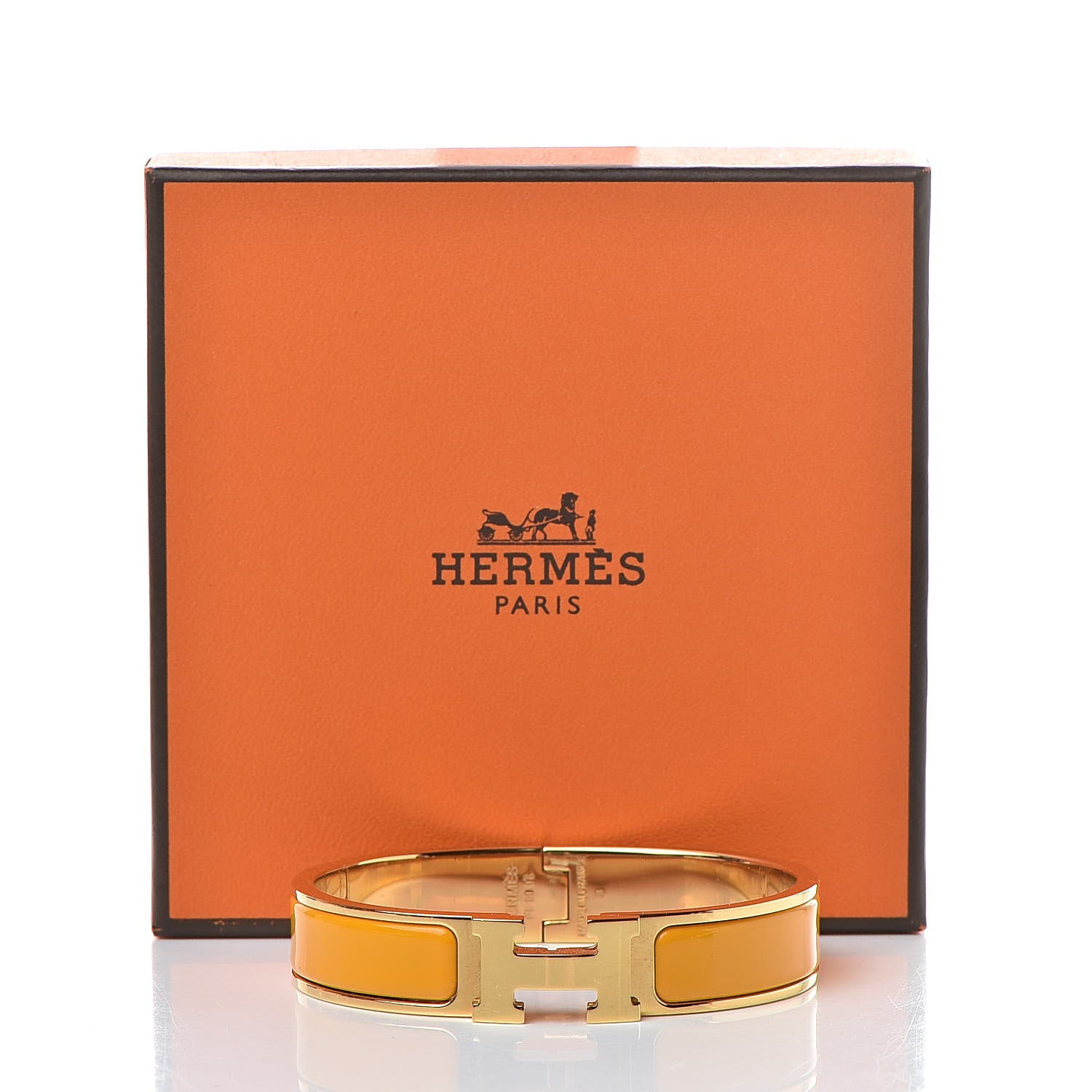 Hermes Enamel Narrow Clic Clac H Bracelet PM Jaune Madras 6 of 6