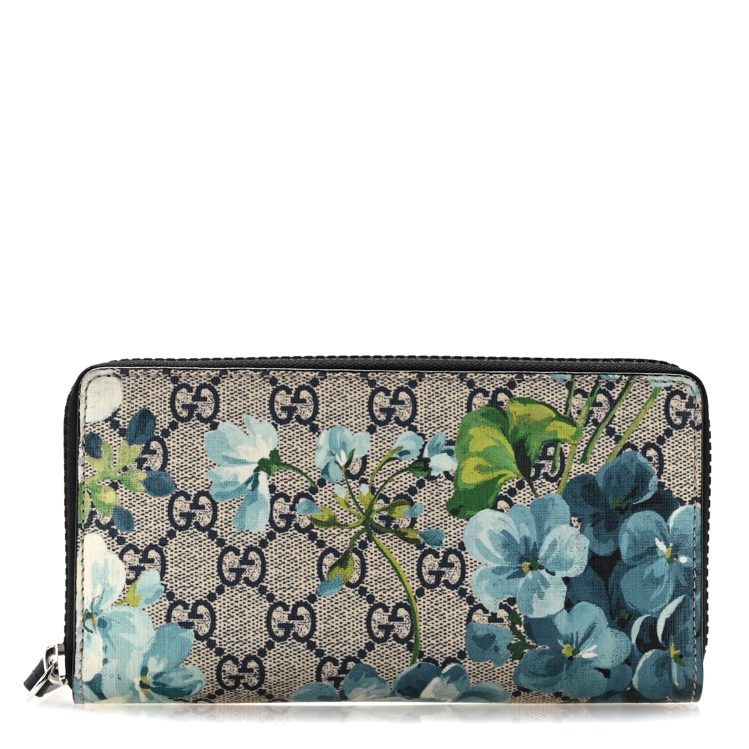 Gucci GG Supreme Monogram Blooms Zip Around Wallet Blue 1 of 10