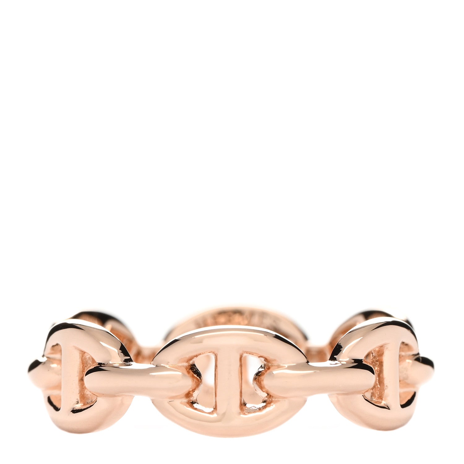 Hermes 18K Rose Gold PM Chaine D'Ancre Enchainee Ring 52 6 1 of 3