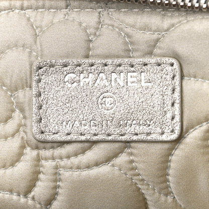 Chanel Goatskin Camellia Stitched Medium Cosmetic Case Silver 6 of 11