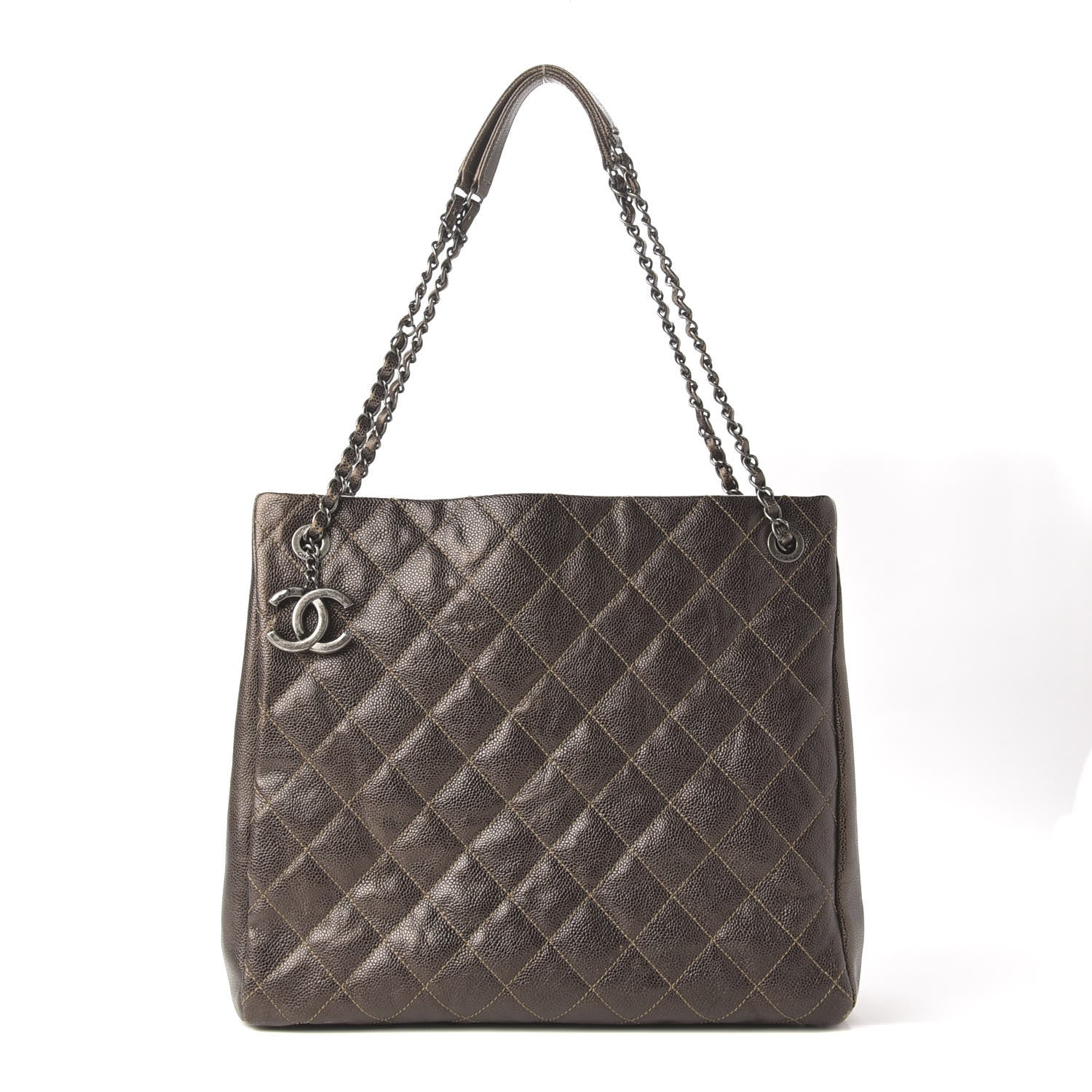 Chanel Iridescent Caviar Quilted Tall Chic Shopping Tote Dark Gold 1 of 15