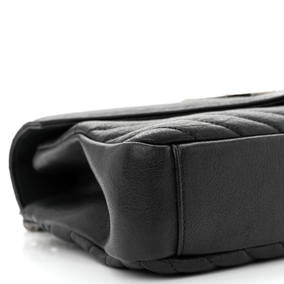 Saint Laurent Sheepskin Matelasse Chevron Monogram Medium College Bag Black 9 of 11