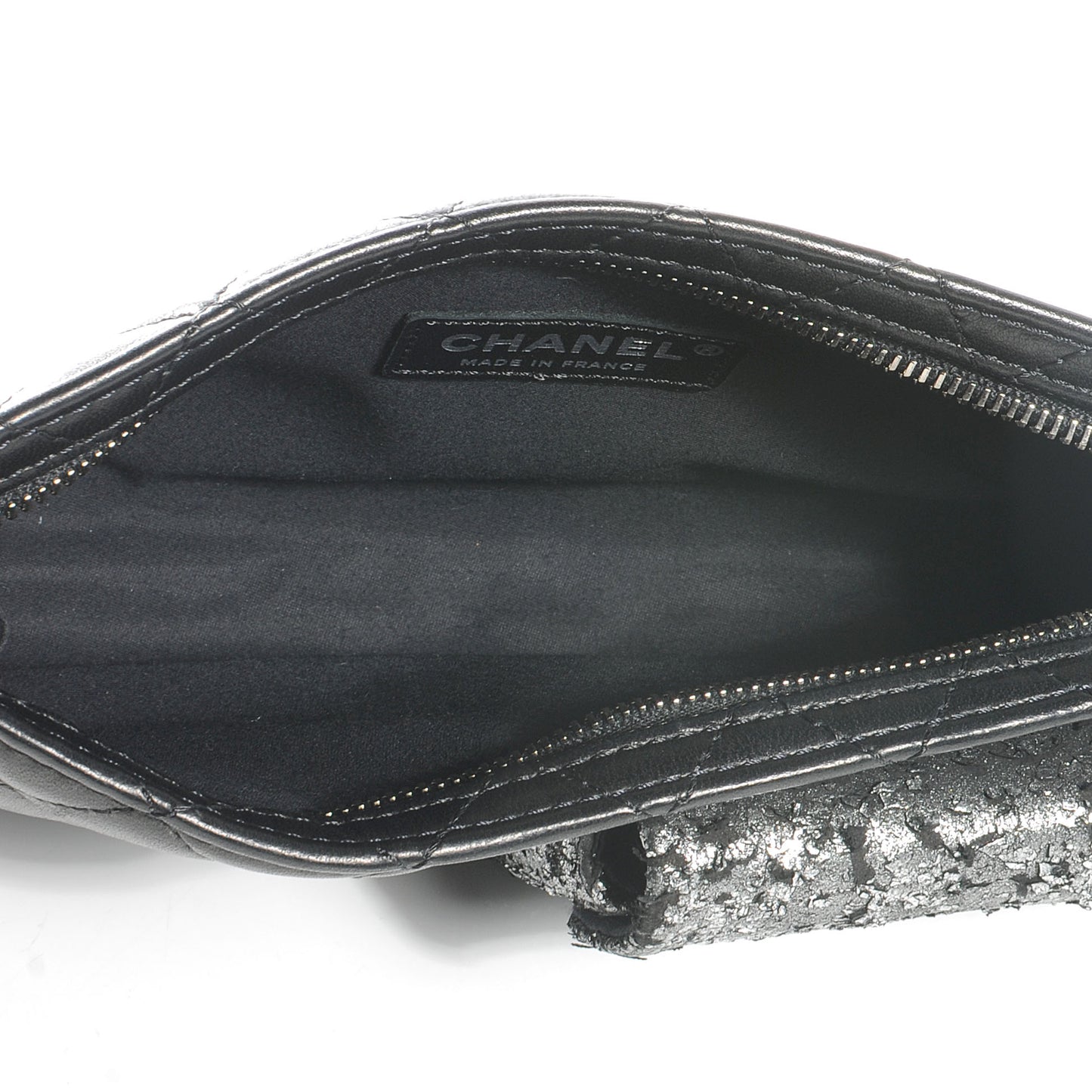 Lambskin Mineral Nights Pochette Wristlet Silver Black