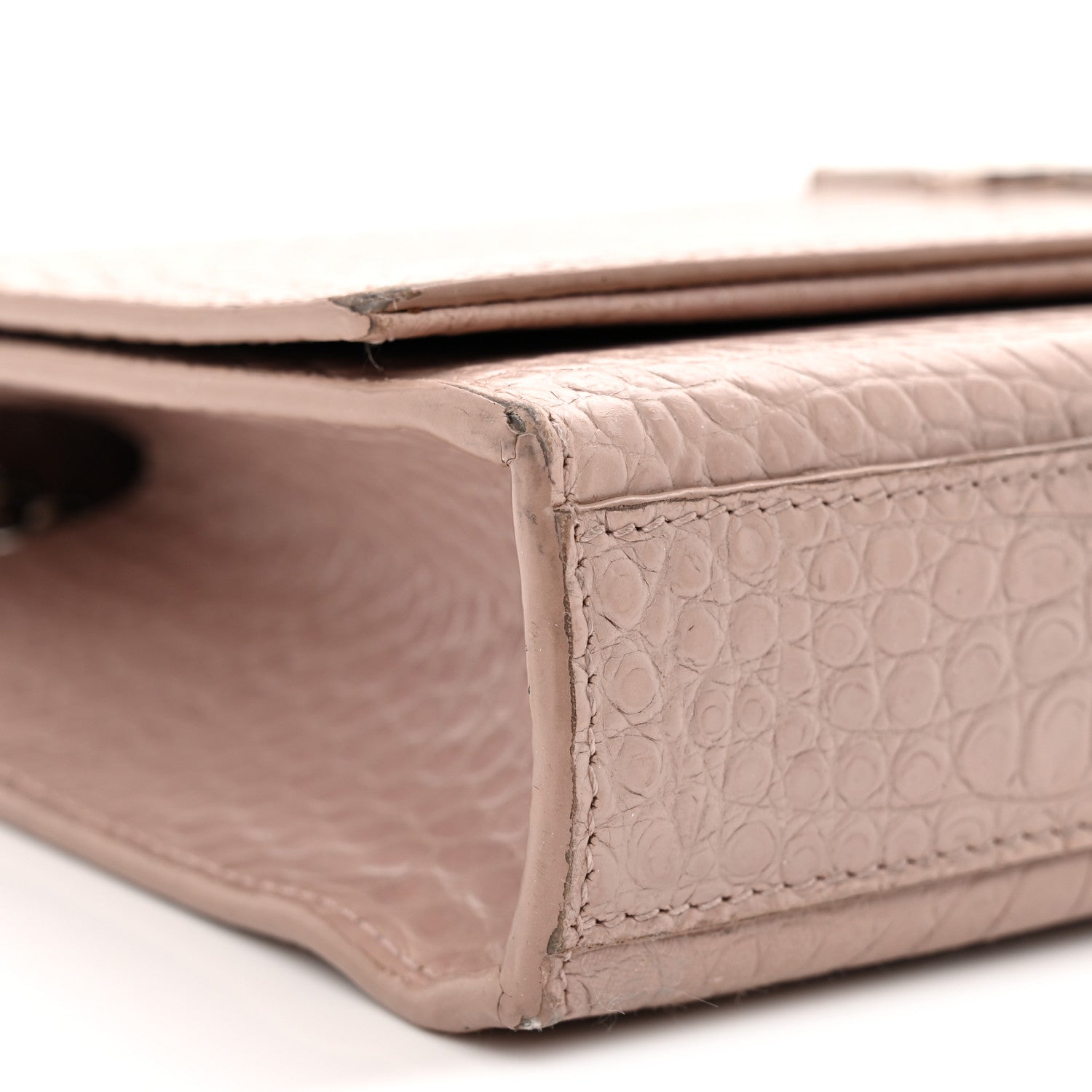 Saint Laurent Calfskin Crocodile Embossed Medium Classic Monogram Kate Tassel Satchel Powder Pink 16 of 16