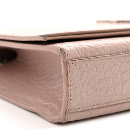 Saint Laurent Calfskin Crocodile Embossed Medium Classic Monogram Kate Tassel Satchel Powder Pink 16 of 16