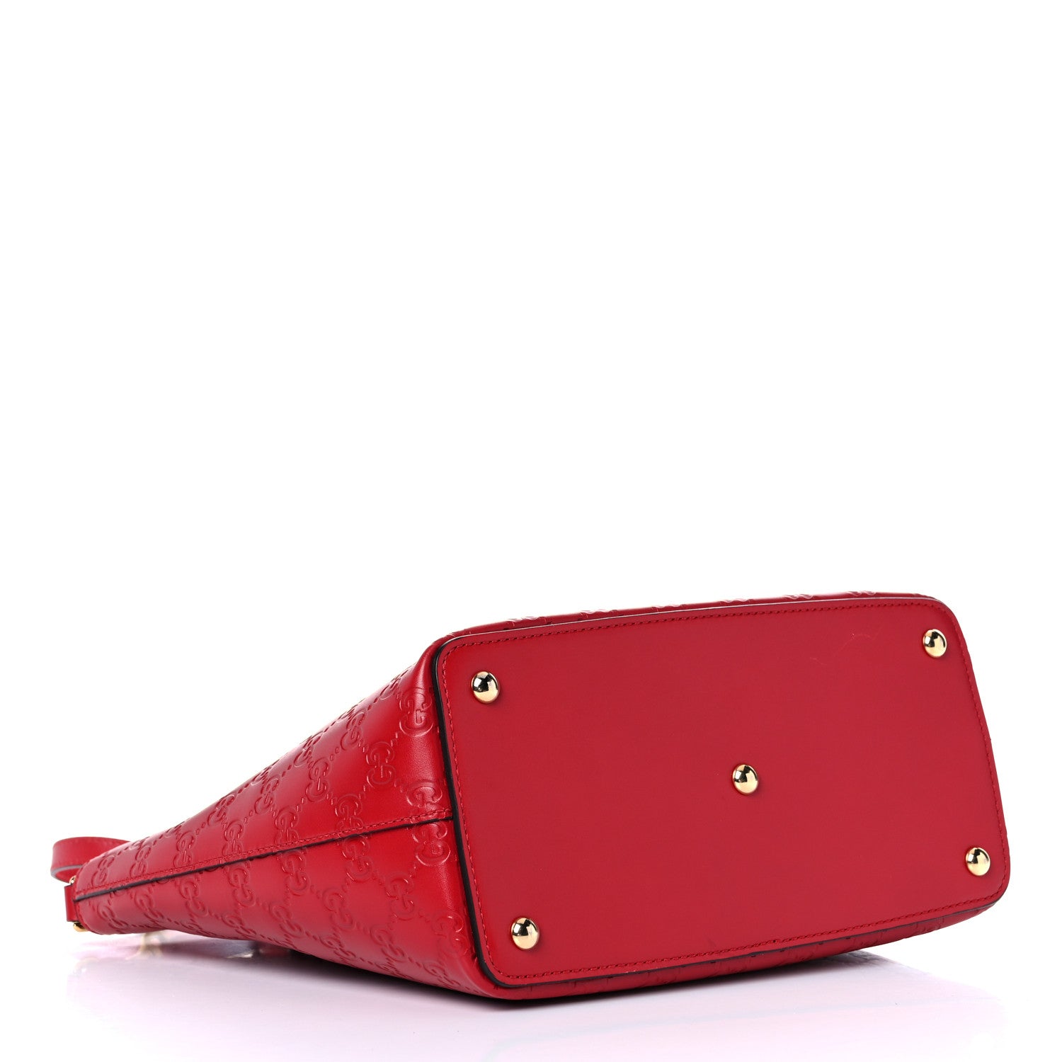 Gucci Guccissima Small Zippered Bucket Tote Hibiscus Red 4 of 20