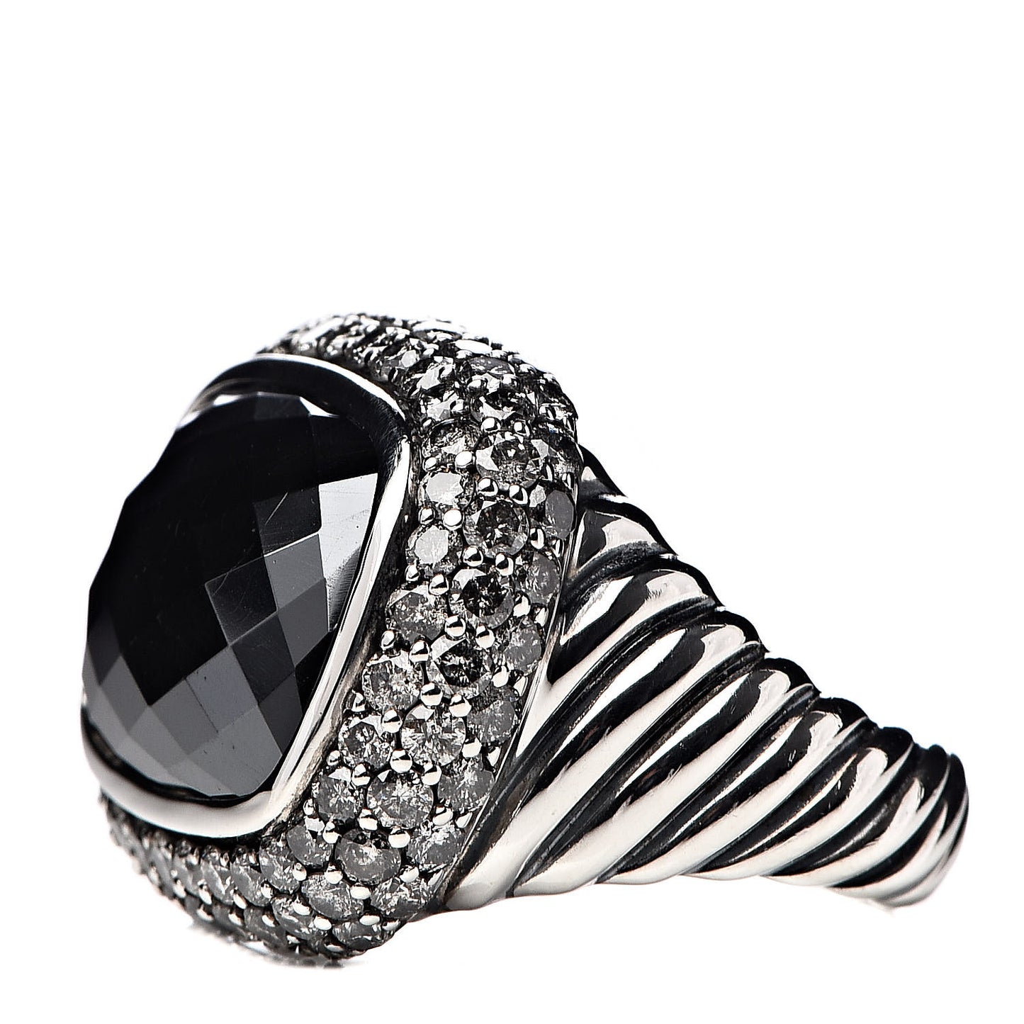 Sterling Silver Hematite Diamond Waverly Ring 57 8
