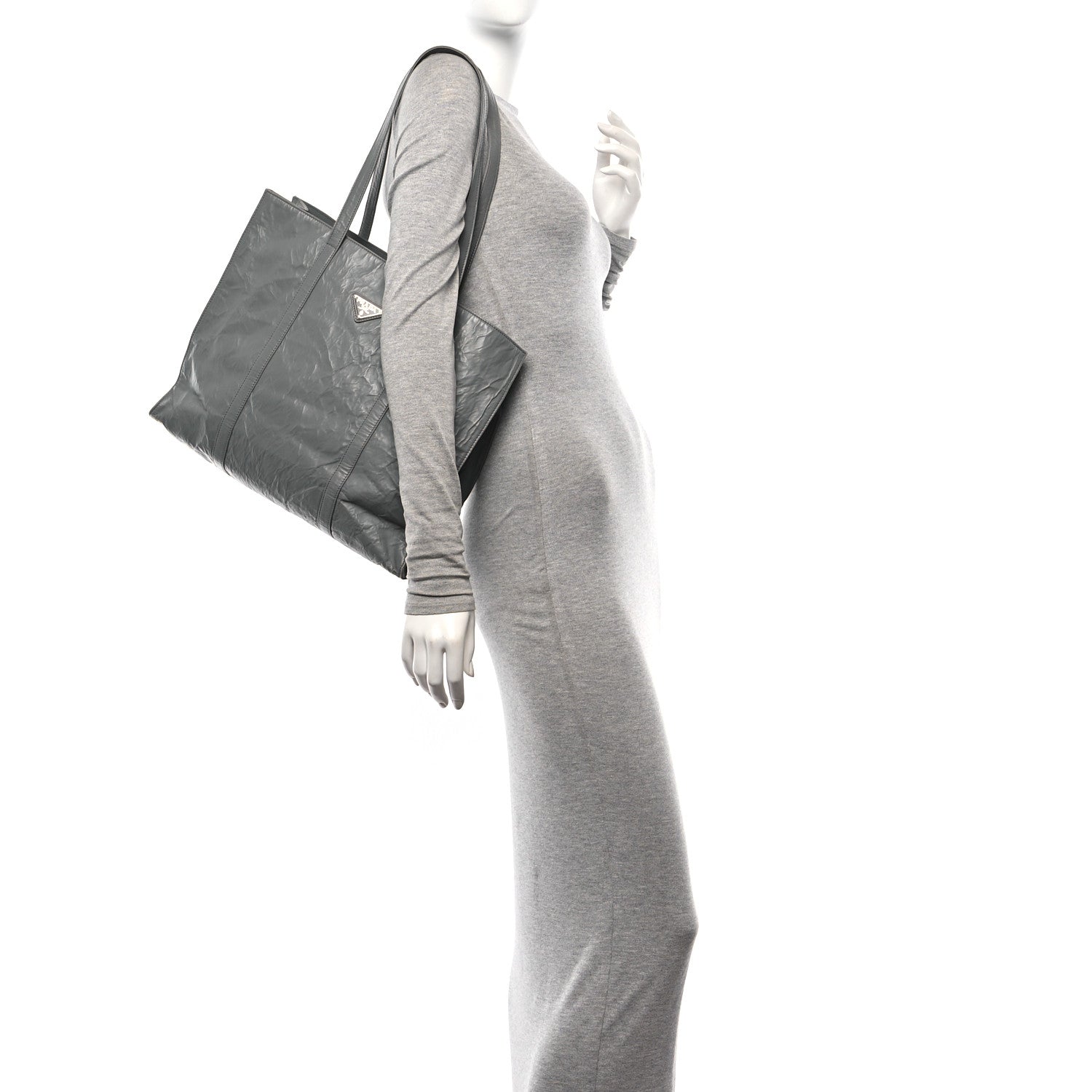 Prada Nappa Antique Large Shopping Tote Ardesia 2 of 12