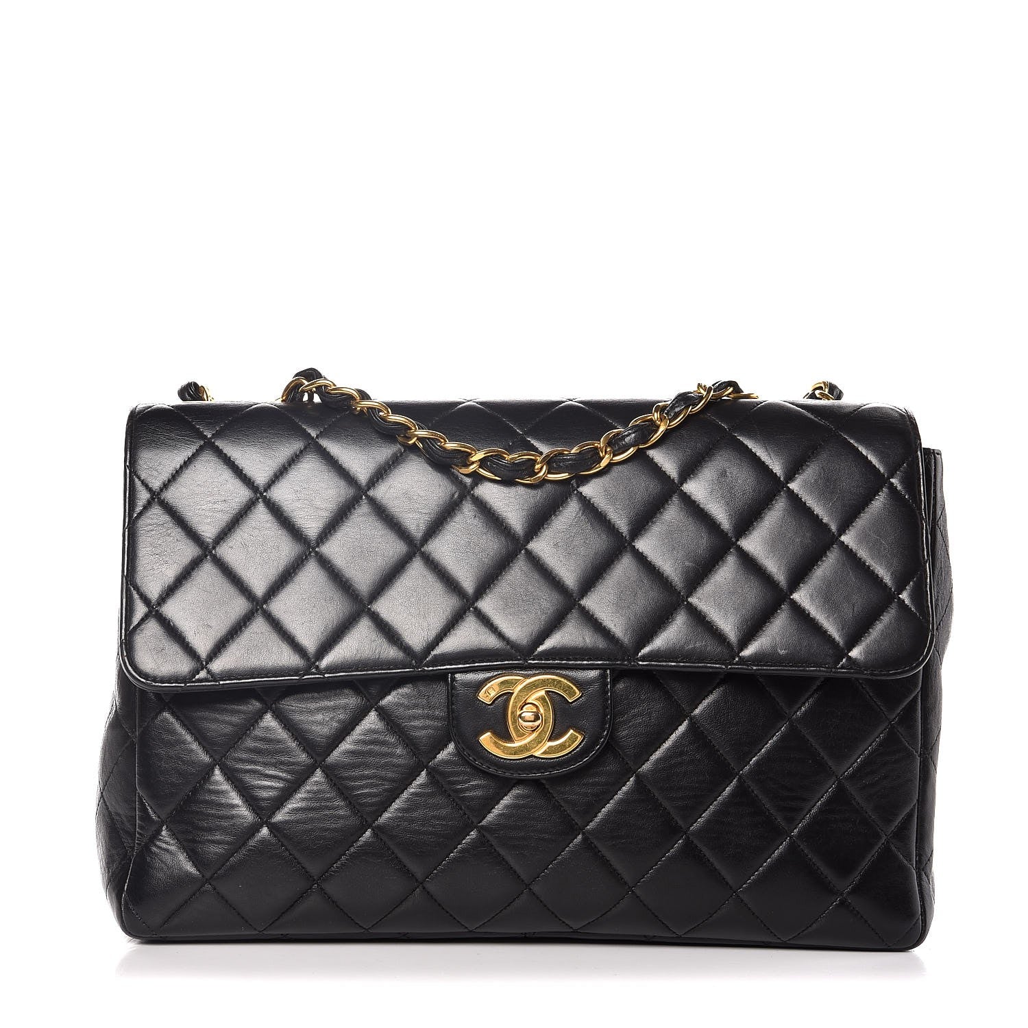 Chanel Lambskin Quilted Jumbo Single Flap Black 1 of 12