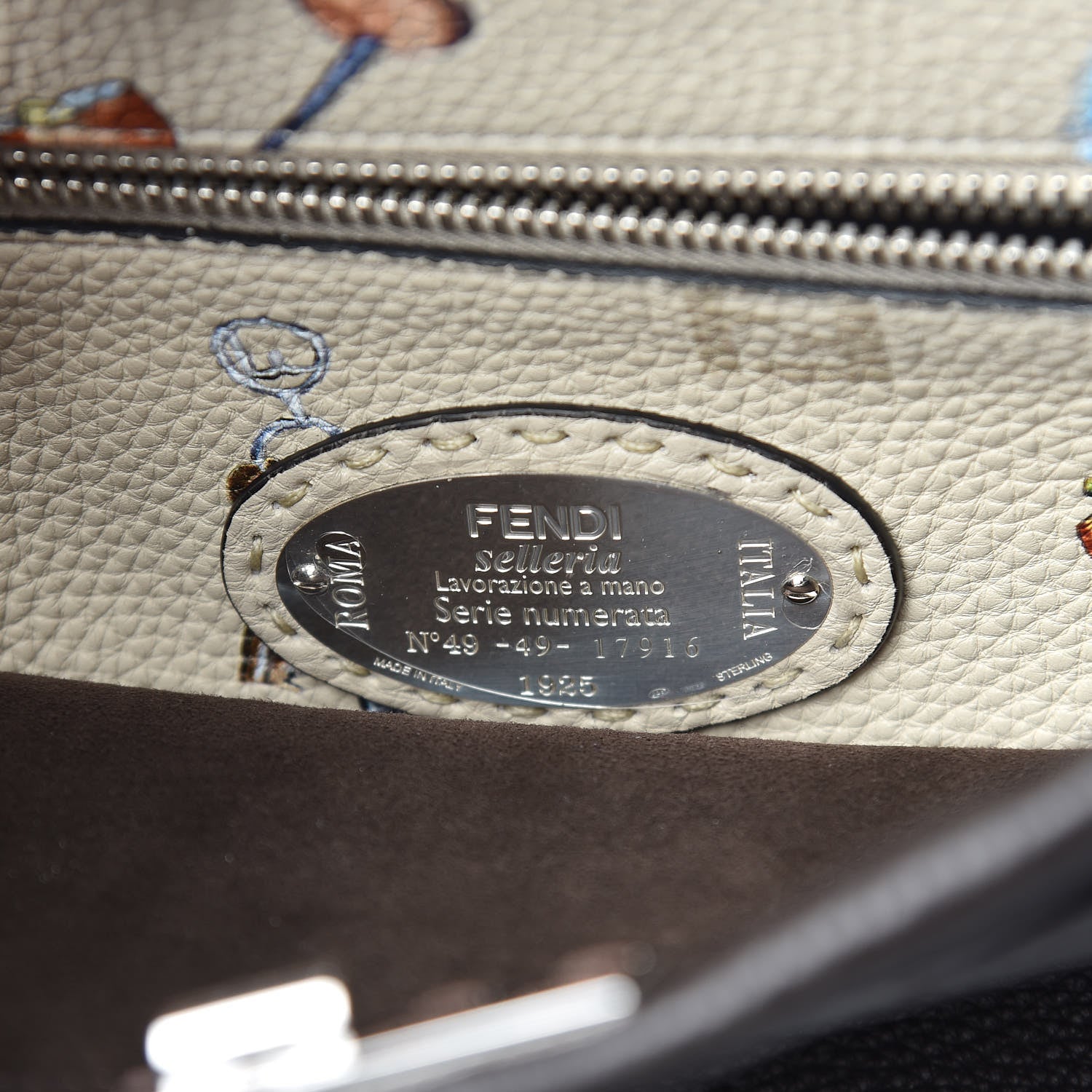 Fendi Calfskin Romano Selleria Large Peekaboo Iconic Fit Satchel Brown Milk Multicolor 8 of 12