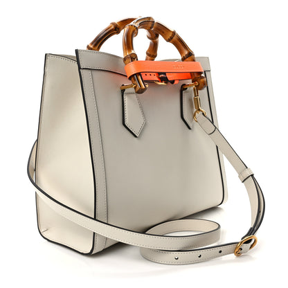 Gucci Wonka Grain Calfskin Small Diana Tote Bag Mystic White Orange Fluo 3 of 9