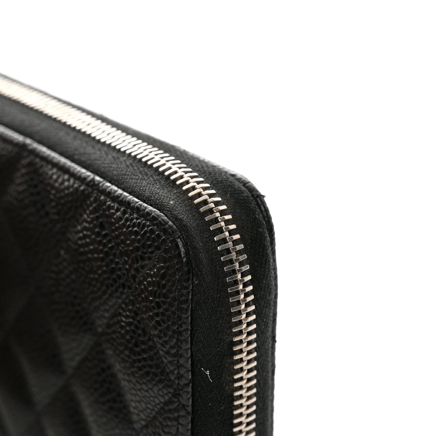 Caviar Quilted Large Gusset Zip Around Wallet Black