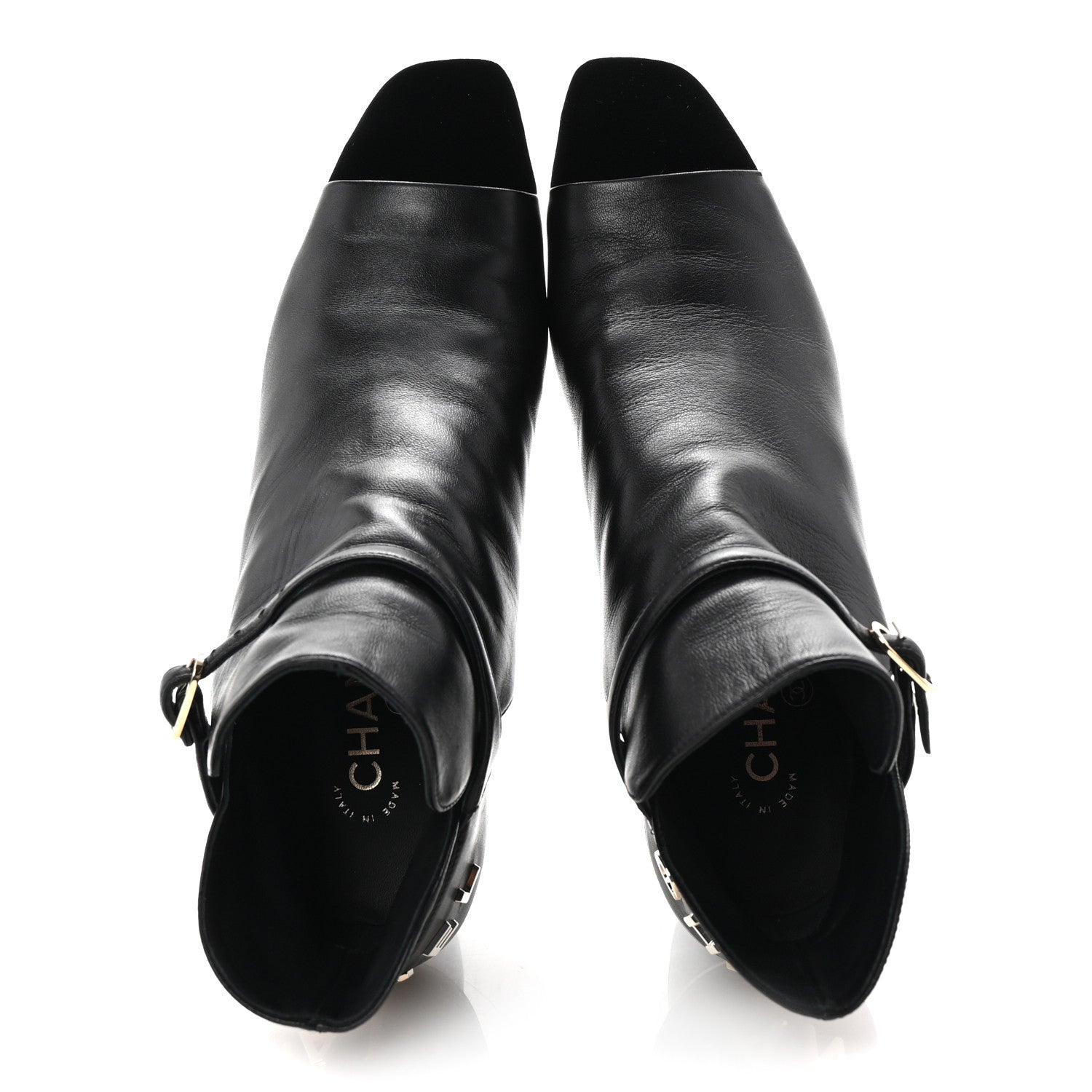Chanel Lambskin Velvet Cap Toe Short Ankle Boots 39 Black 2 of 9