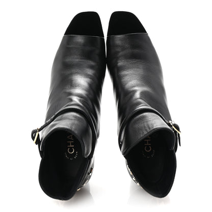 Chanel Lambskin Velvet Cap Toe Short Ankle Boots 39 Black 2 of 9