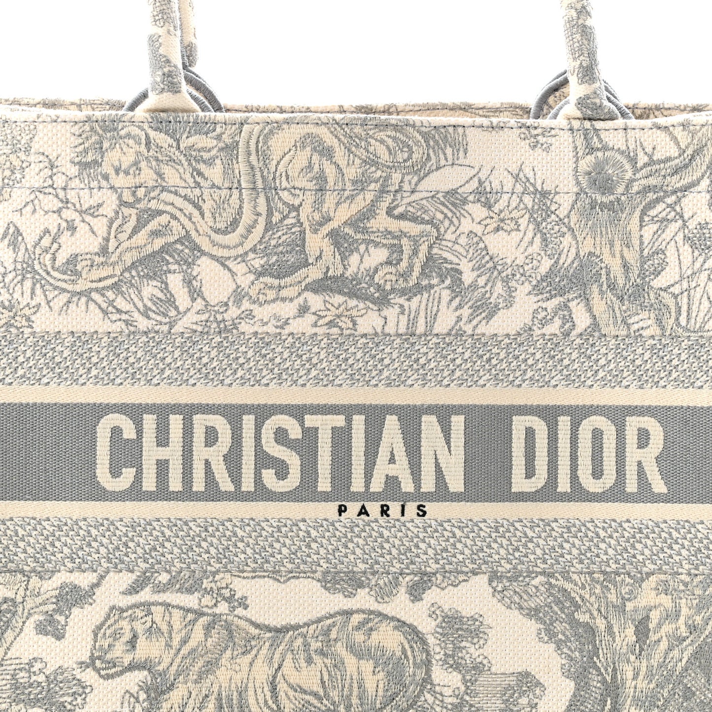Canvas Embroidered Medium Dioriviera Toile De Jouy Book Tote Gray
