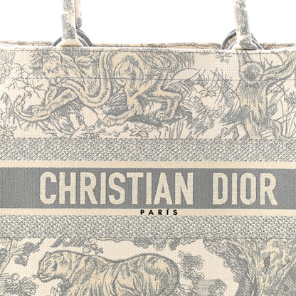 Christian Dior Canvas Embroidered Medium Dioriviera Toile De Jouy Book Tote Gray 8 of 10