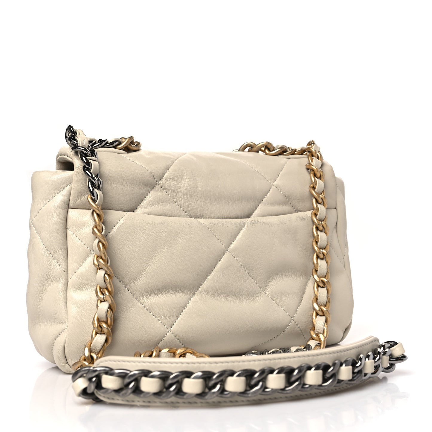 Lambskin Quilted Medium Chanel 19 Flap Light Beige