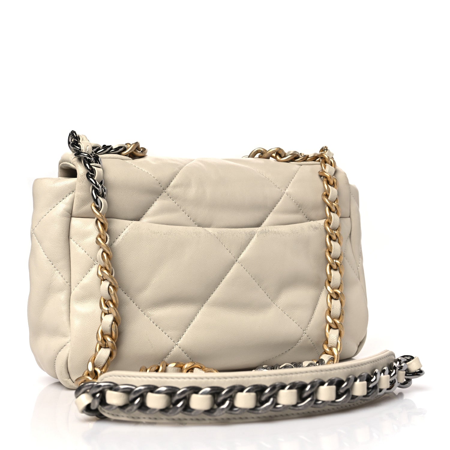 Chanel Lambskin Quilted Medium Chanel 19 Flap Light Beige 3 of 13