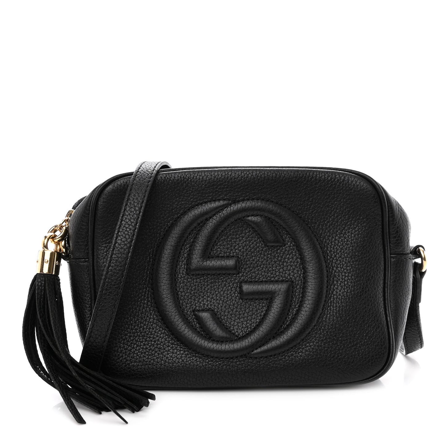 Pebbled Calfskin Small Soho Disco Bag Black