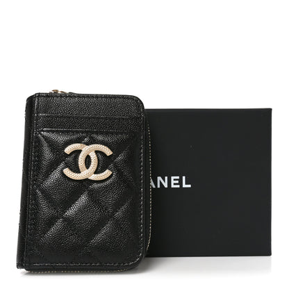 Chanel Caviar Quilted Studded CC Zip Card Holder Black 8 of 8