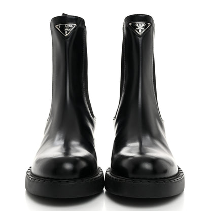 Prada Spazzolato Metal Triangle Logo 50mm Chelsea Boots 38 Black 2 of 8