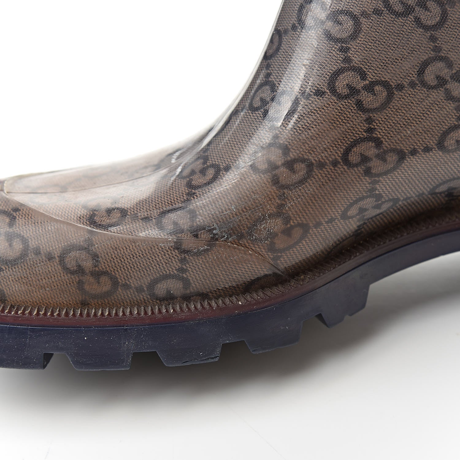 Gucci Rubber Monogram Edinburg Rain Boots 36 Transparent Blue 9 of 11