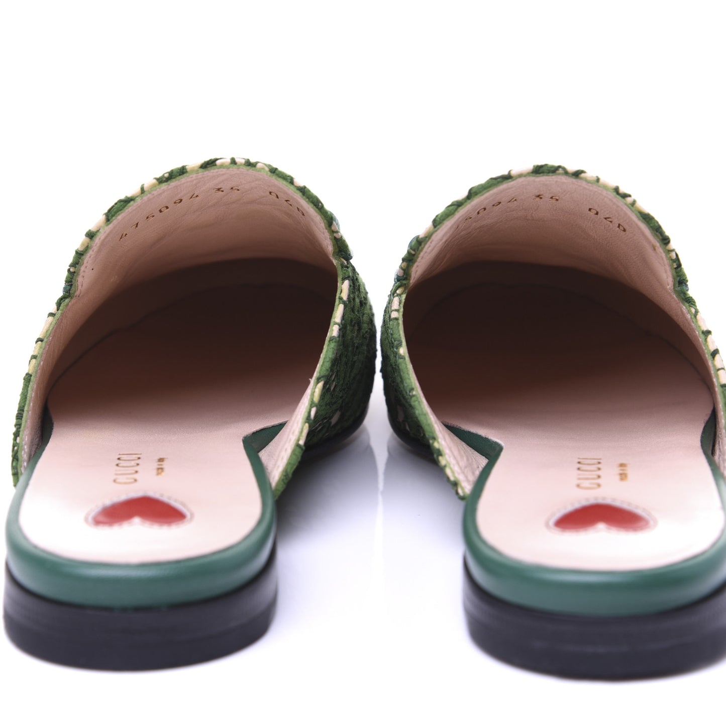 Lace Malaga Kid Womens Princetown Slippers 35 Green Grass Skin Rose