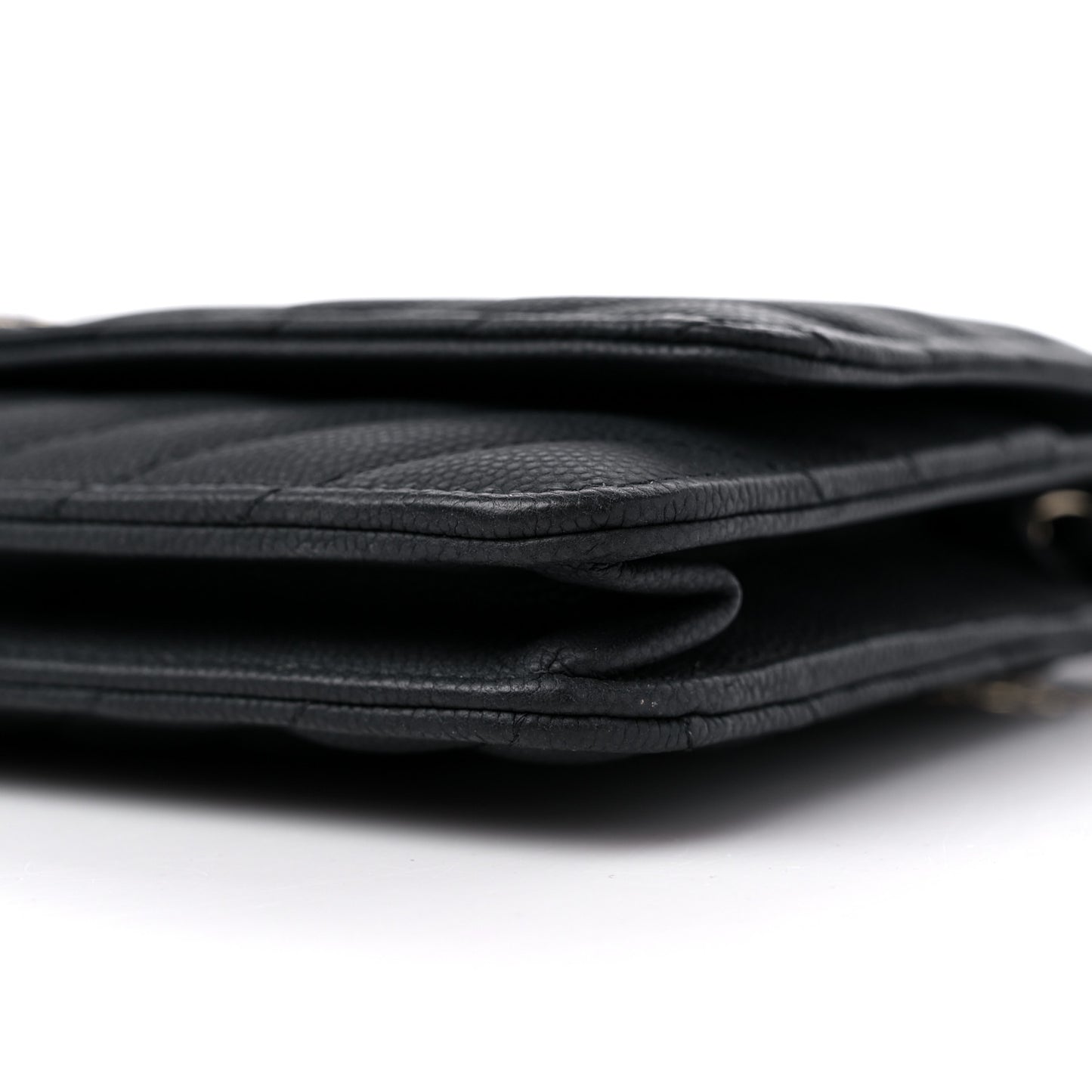 Caviar Chevron Quilted Wallet On Chain WOC Black