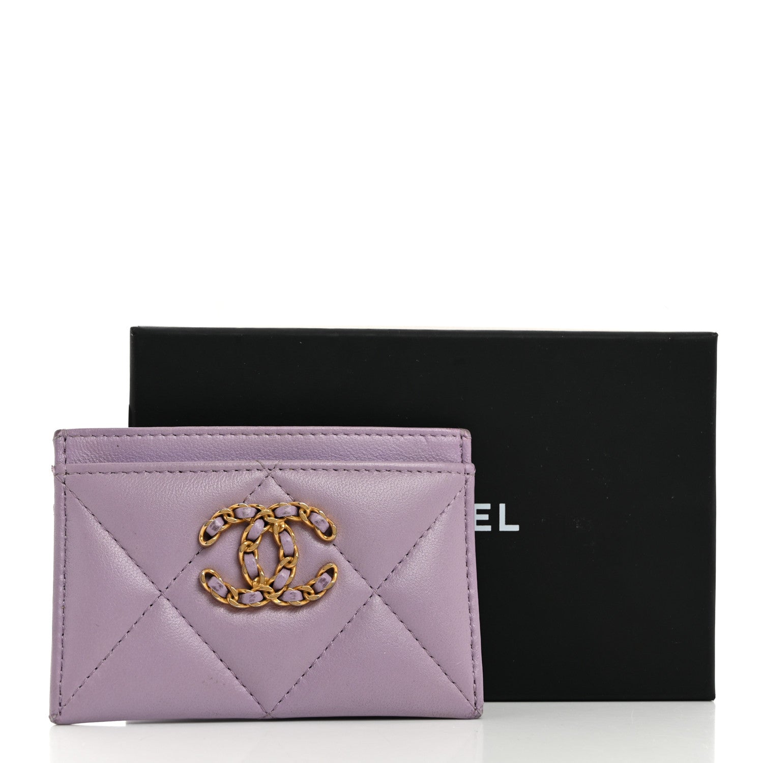 Chanel Lambskin Quilted Chanel 19 Card Holder Light Purple 11 of 11