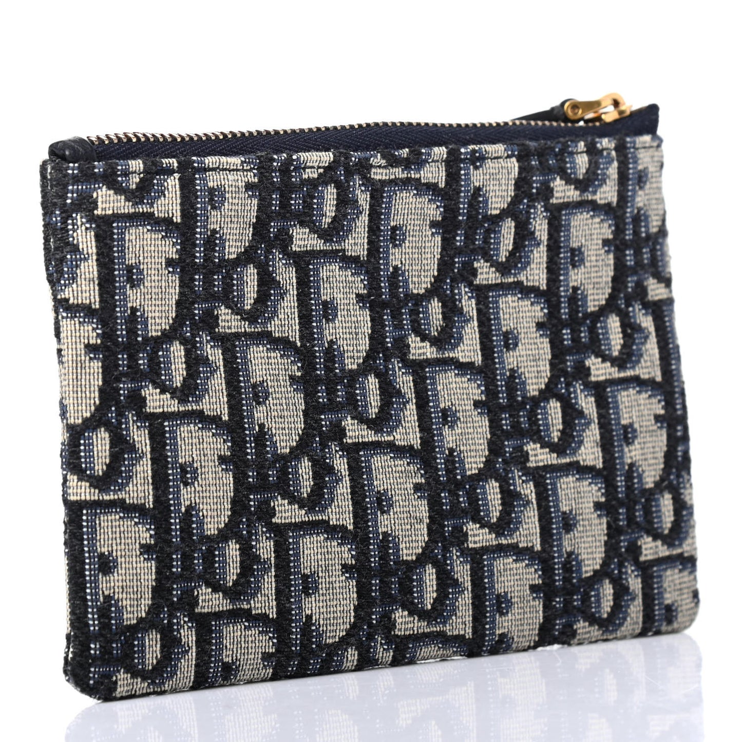 Oblique Zipped Card Holder Blue