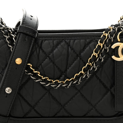 Chanel Aged Calfskin Quilted Small Gabrielle Hobo Black 8 of 11