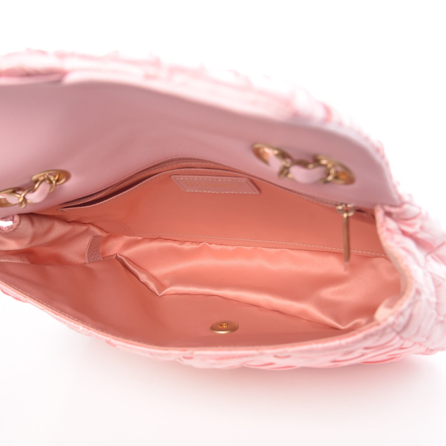 Chanel Satin Quilted Pleated Flap Pink 5 of 9