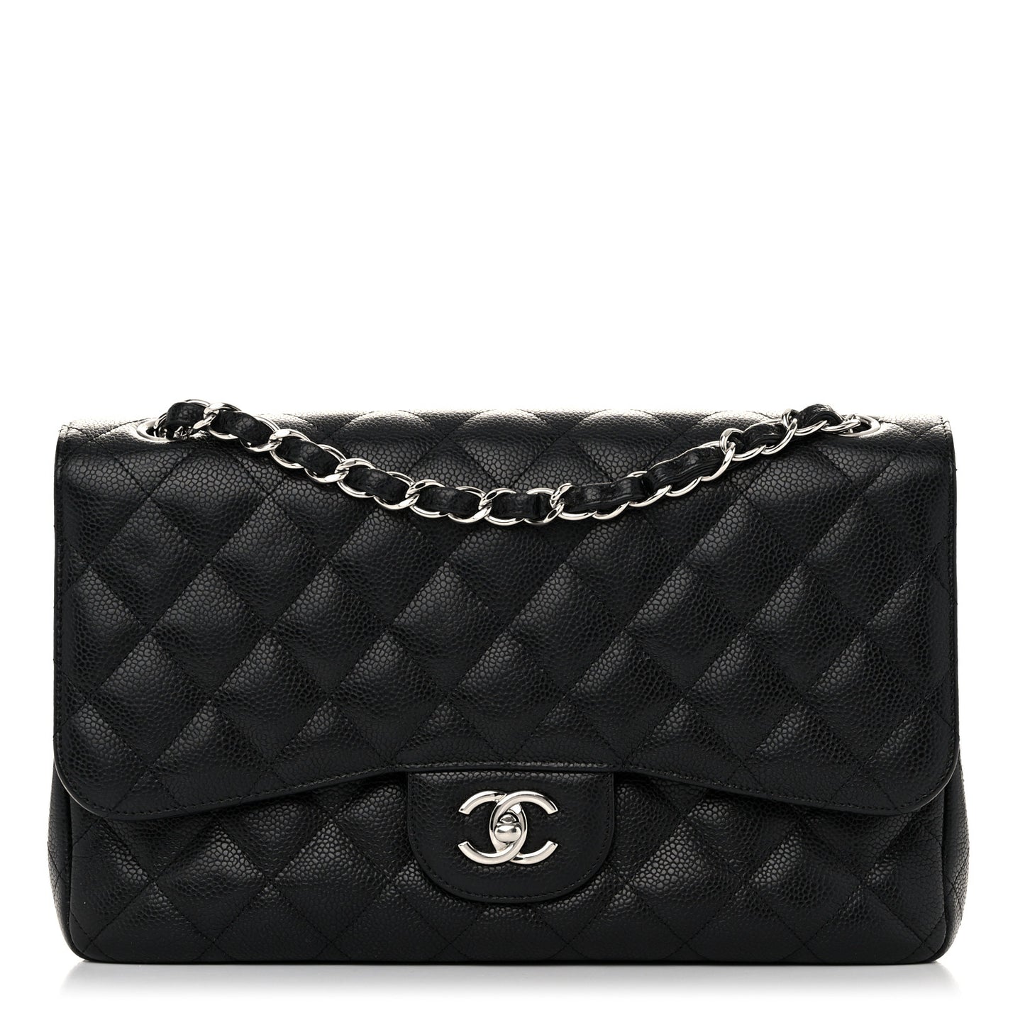 Caviar Quilted Jumbo Double Flap Black