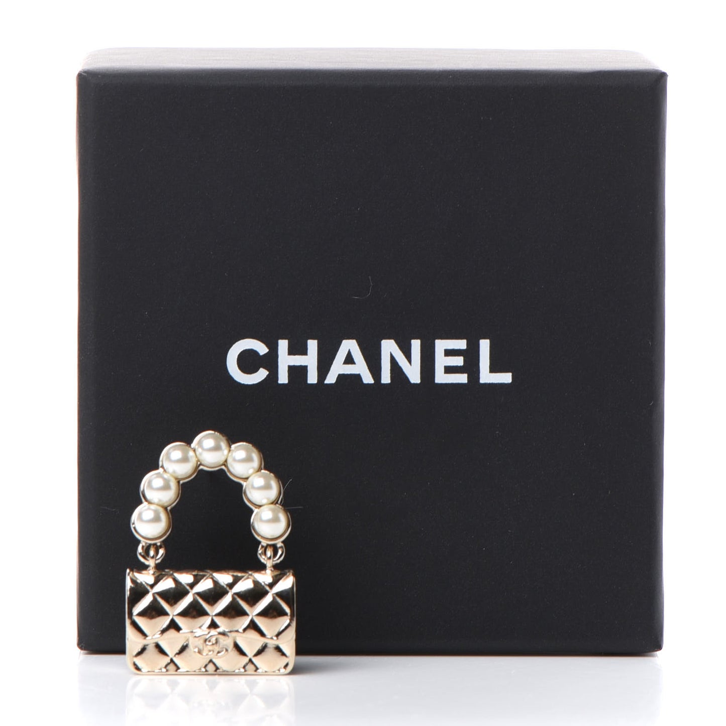 Pearl Quilted Flap Brooch Gold