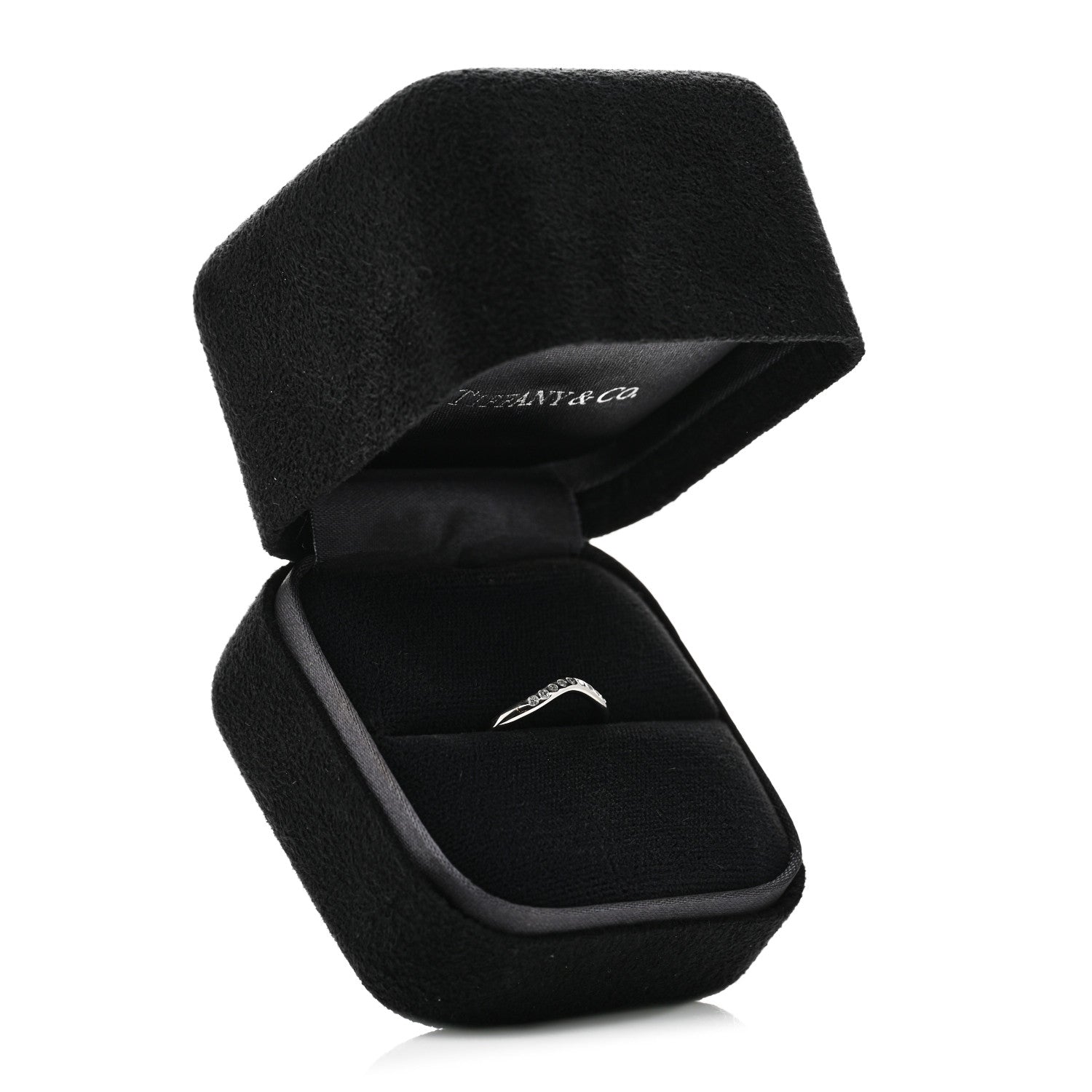 Tiffany Platinum Diamond Elsa Peretti Curved Wedding Band Ring 48 4.5 6 of 6