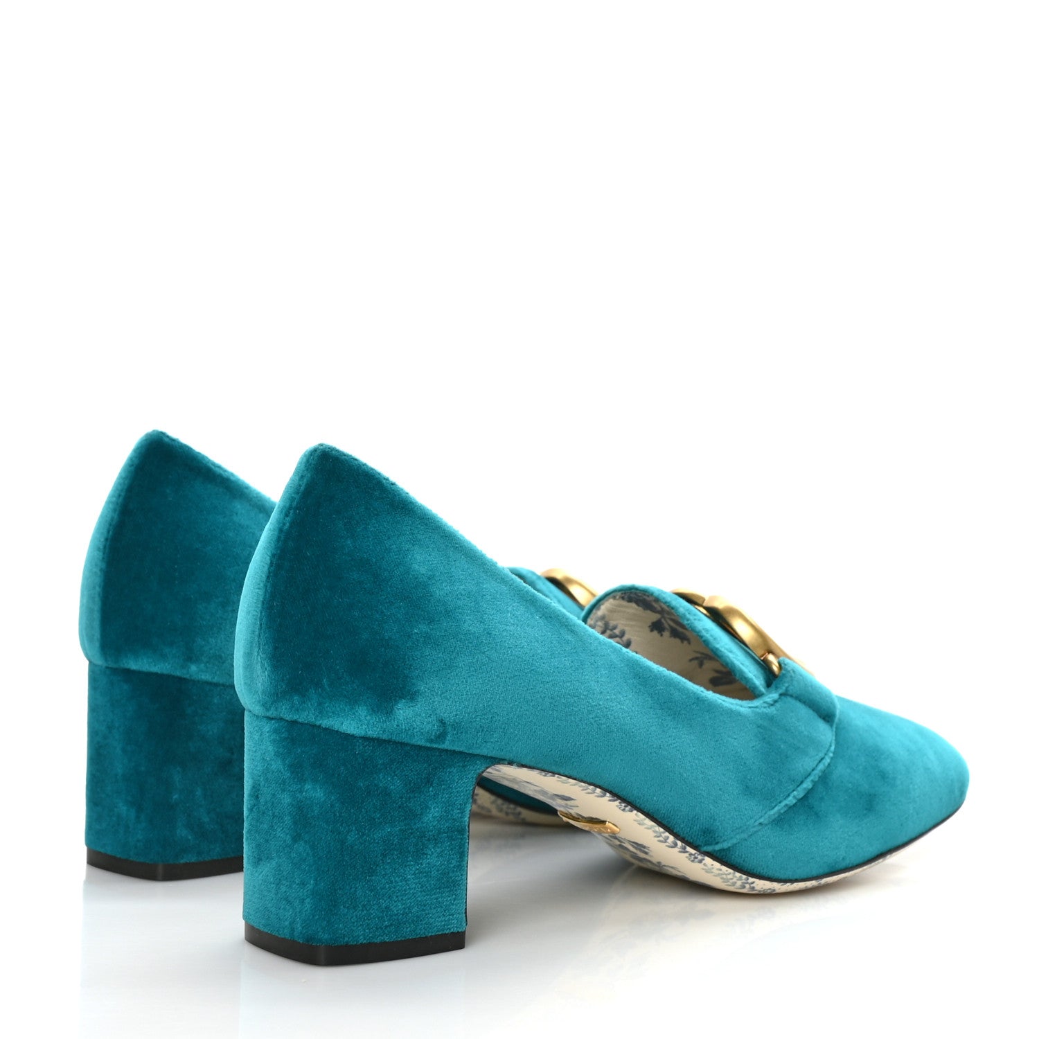 Gucci Softy Velvet GG Victoire 55mm Loafer Pumps 40 Pavone 4 of 7