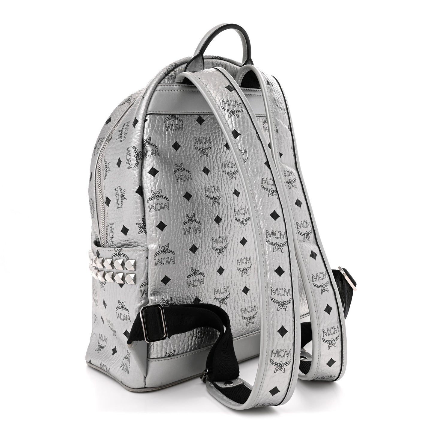 Metallic Visetos Medium Side Stud Stark Backpack Berlin Silver