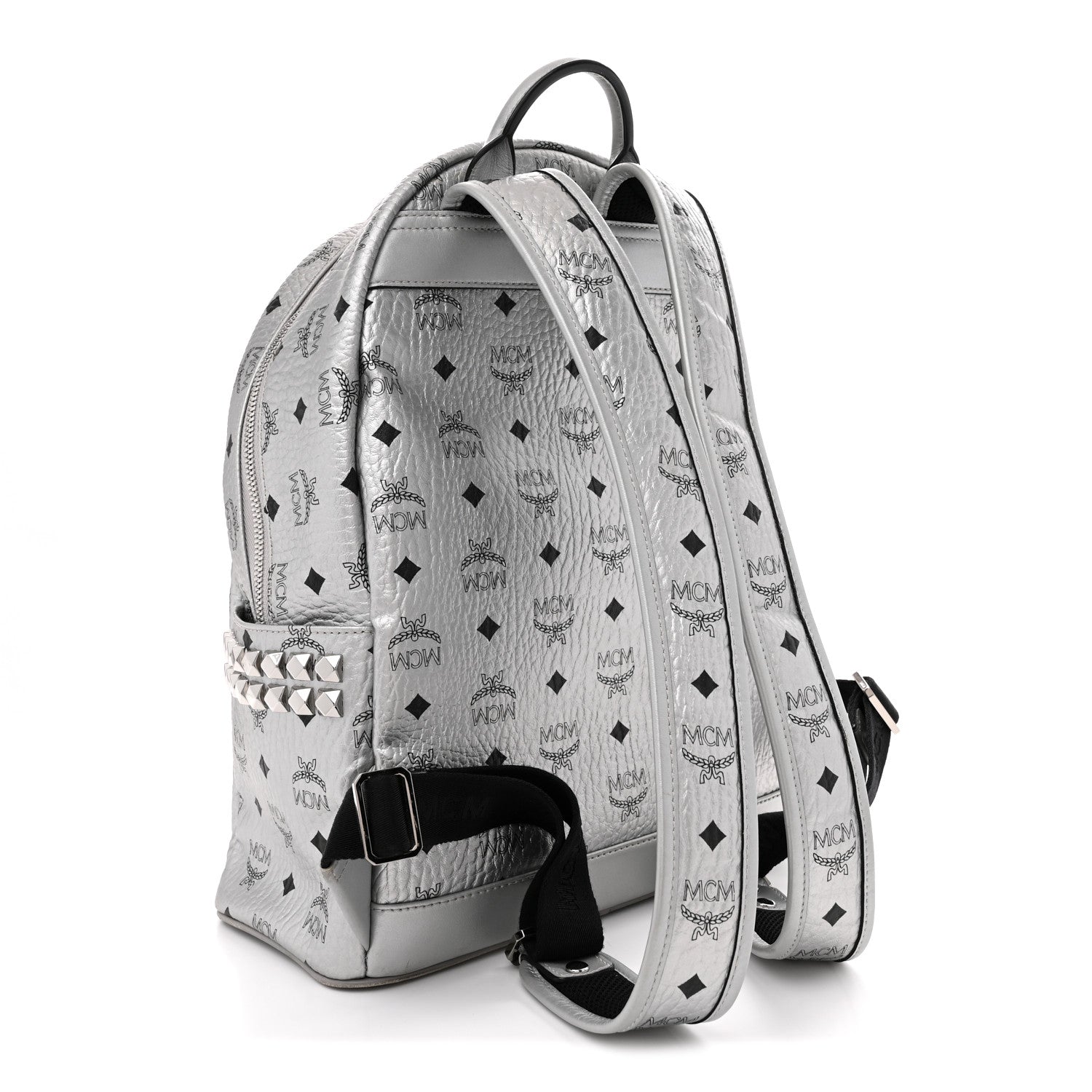 MCM Metallic Visetos Medium Side Stud Stark Backpack Berlin Silver 3 of 14