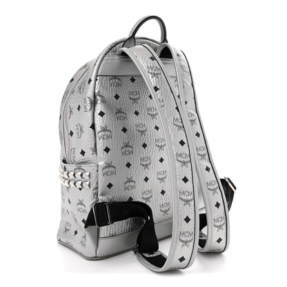 MCM Metallic Visetos Medium Side Stud Stark Backpack Berlin Silver 3 of 14