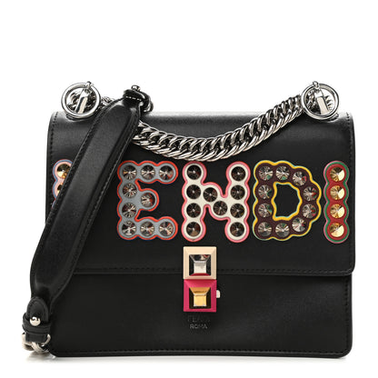 Fendi Vitello Liberty Fun Fair Metal Studded Small Kan I Shoulder Bag Black Multicolor 1 of 11