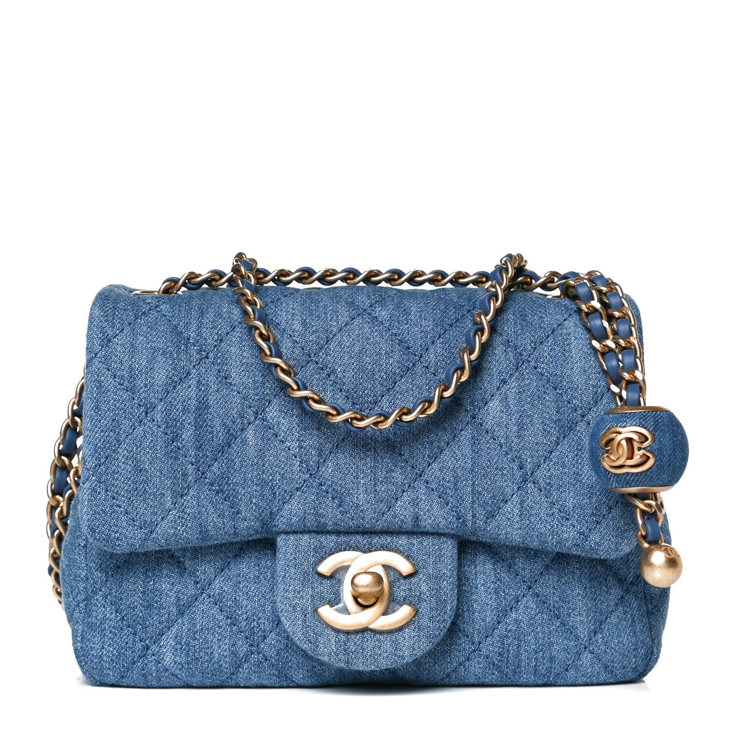 Chanel Denim Quilted Mini Pearl Crush Flap Blue 1 of 12