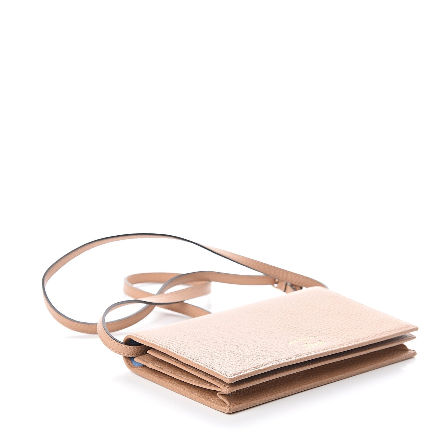Dollar Calfskin Mini Swing Wallet Bag Camelia Mineral Blue