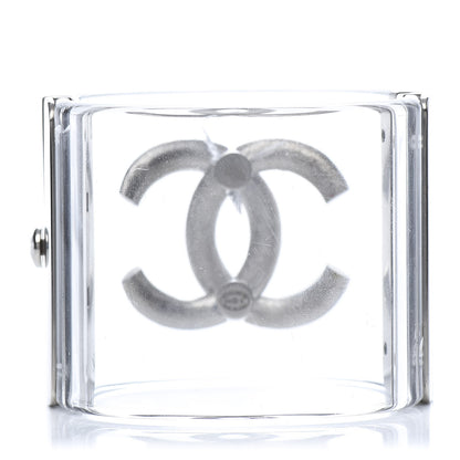 Chanel Lucite Baguette Crystal CC Cuff Transparent Silver 3 of 6