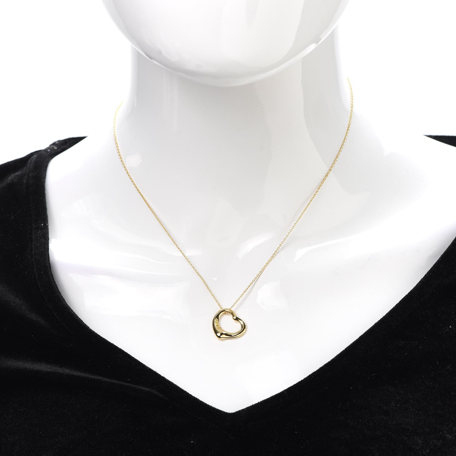 Tiffany 18K Yellow Gold Yellow Diamond 16mm Elsa Peretti Open Heart Pendant Necklace 2 of 6